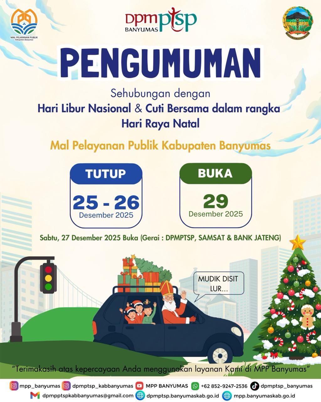 PENGUMUMAN LIBUR DAN CUTI BERSAMA NATAL